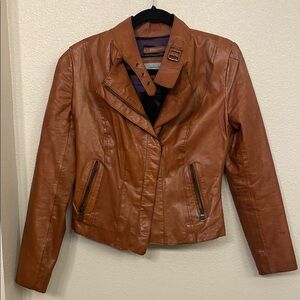 Andrew Marc Brown Leather Jacket, size PS